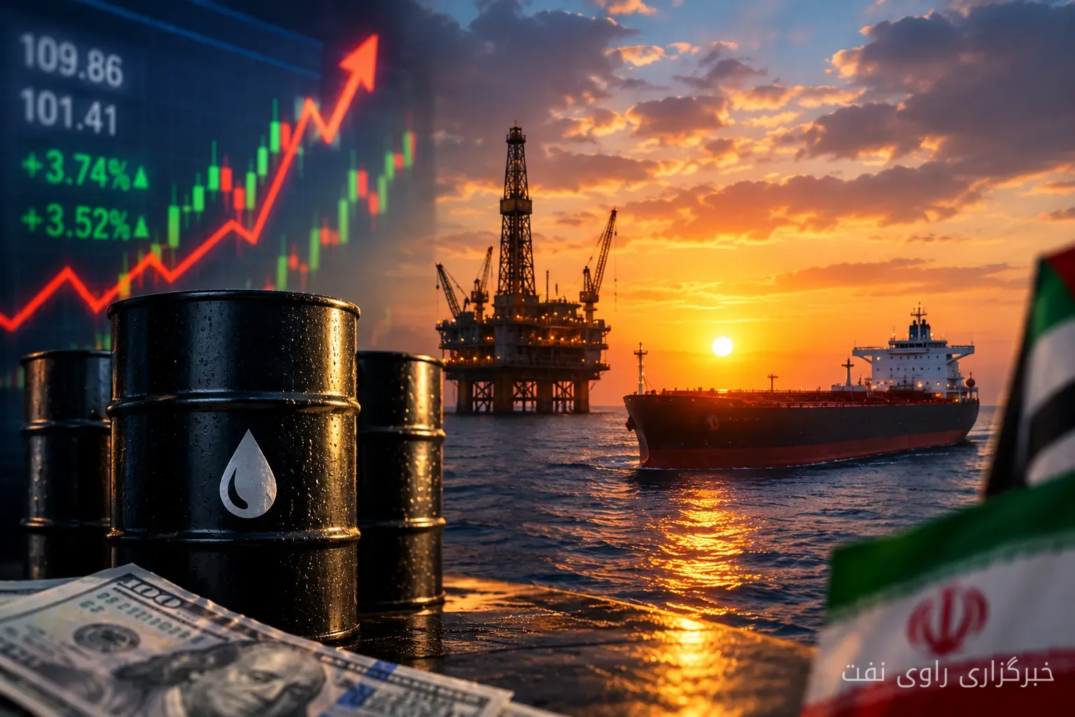 افزایش قیمت نفت برنت به ۱۱۴.۲۳ دلار به دلیل بحران زیرساختی عربستان
